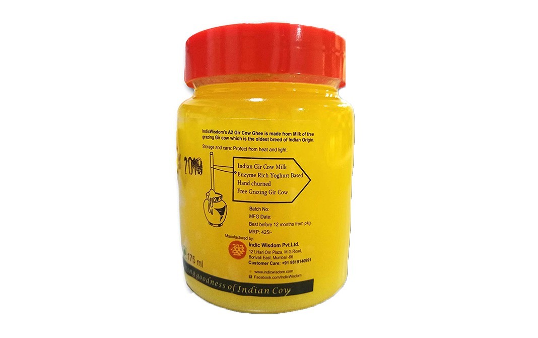 Indic Wisdom A2 Gir Cow Ghee    Plastic Container  175 millilitre